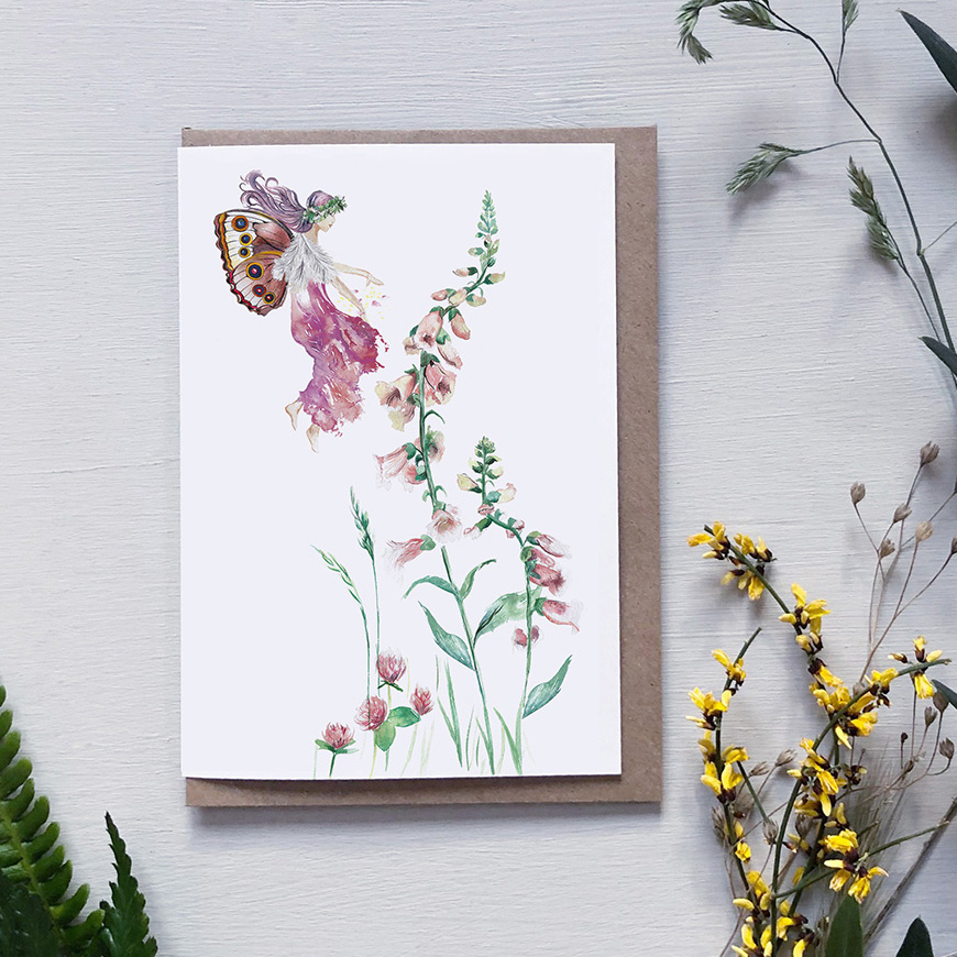 Foxgloves Flower Fairy Card